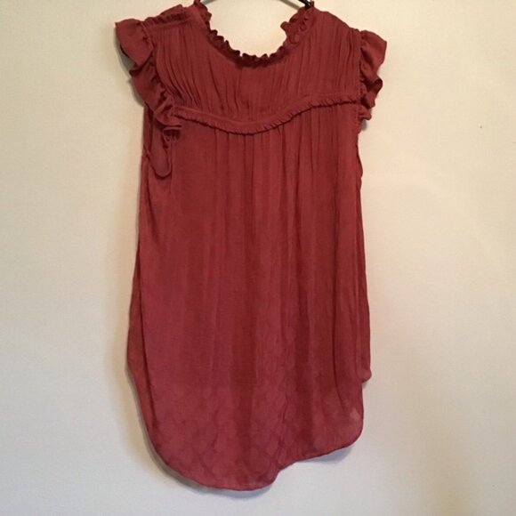 Anthropologie Maeve Pink Suva Ruffled V-neck Top - Picture 5 of 6